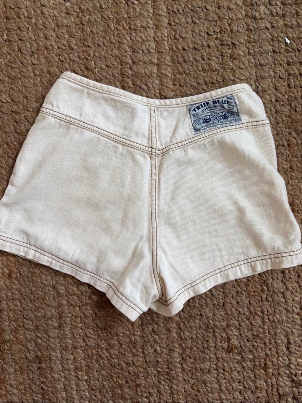 High-Rise Cream Button-Fly Women’s Jean Shorts - Picture 2 of 7